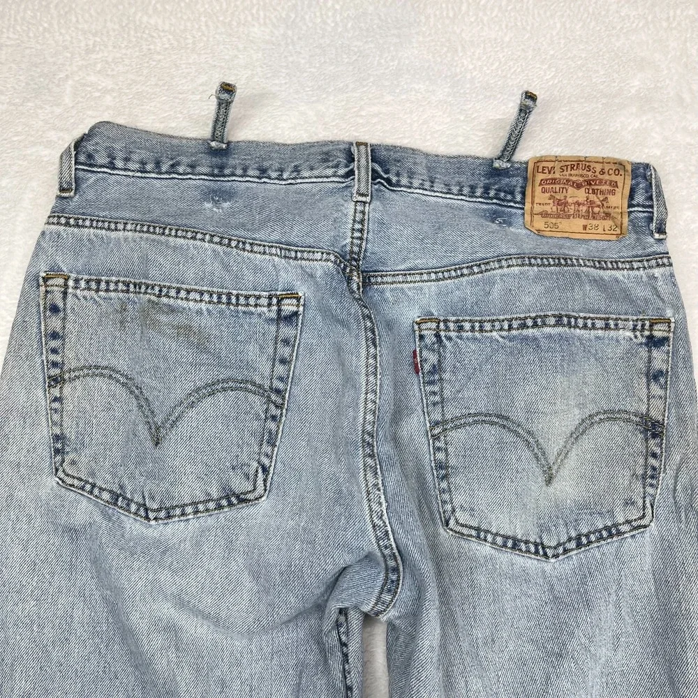 Levi's 505 Straight Leg Jeans Men's 34X31 Blue Denim Pockets Zip‎ Fly - Flaws